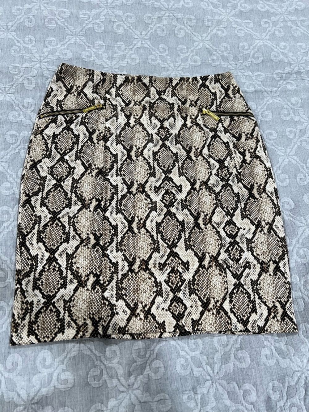Michael Kors Snake-Print Pencil Skirt in Beige and Black